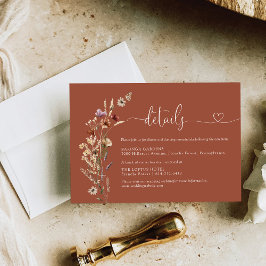 Terracotta Tiny Wildblume Wedding Details Begleitkarte