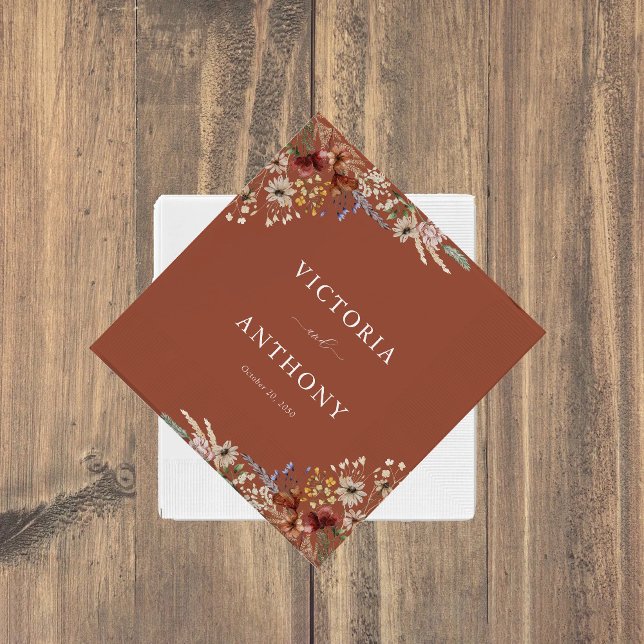 Terracotta Tiny Wildblume Wedding Napkins Serviette (Von Creator hochgeladen)