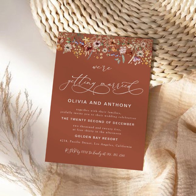 Terracotta Tiny Wildblume Wedding Zeremonie Einladung (Von Creator hochgeladen)