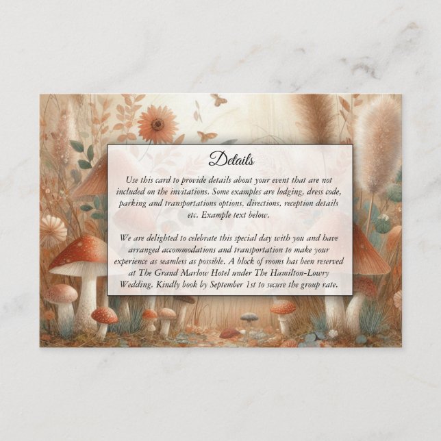 Terracotta Toadstool Magic Wedding Begleitkarte (Vorderseite)