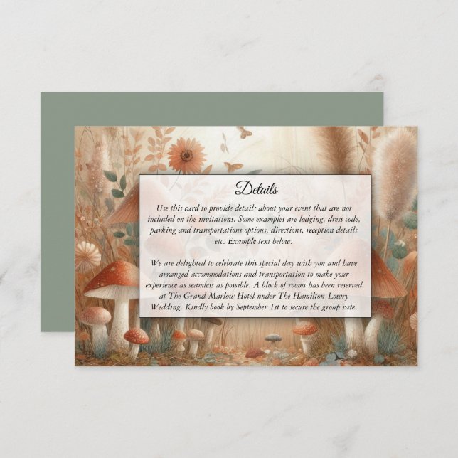 Terracotta Toadstool Magic Wedding Begleitkarte (Vorne/Hinten)