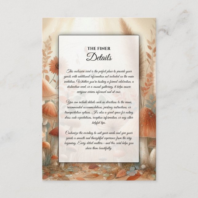 Terracotta Toadstool Magic Wedding Begleitkarte (Vorderseite)