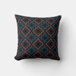 Terracotta Turquoise Black Squiggle Kleine Mosaike Kissen