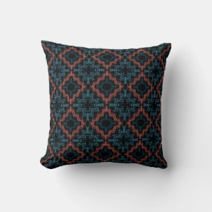 Terracotta Turquoise Black Squiggle Kleine Mosaike Kissen
