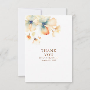 Terracotta und Aquamarin Blue Floral Vielen Dank Dankeskarte