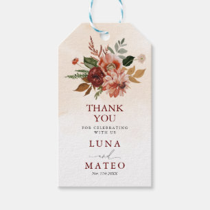 Terracotta und Burgund Blumenhochzeit im Herbst Geschenkanhänger
