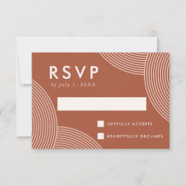 Terracotta und Cream Geometric Swirl Wedding RSVP Karte