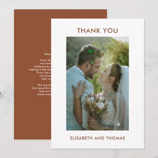 Terracotta und Foto Dankeskarte (Vorne/Hinten)