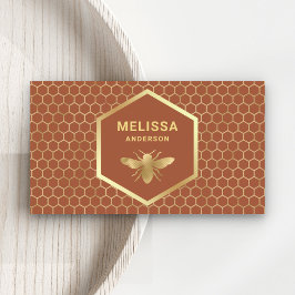 Terracotta und Gold Honeycomb Honey Beekeeper Visitenkarte