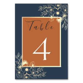 Terracotta und Navy Blue Wedding Tischnummer