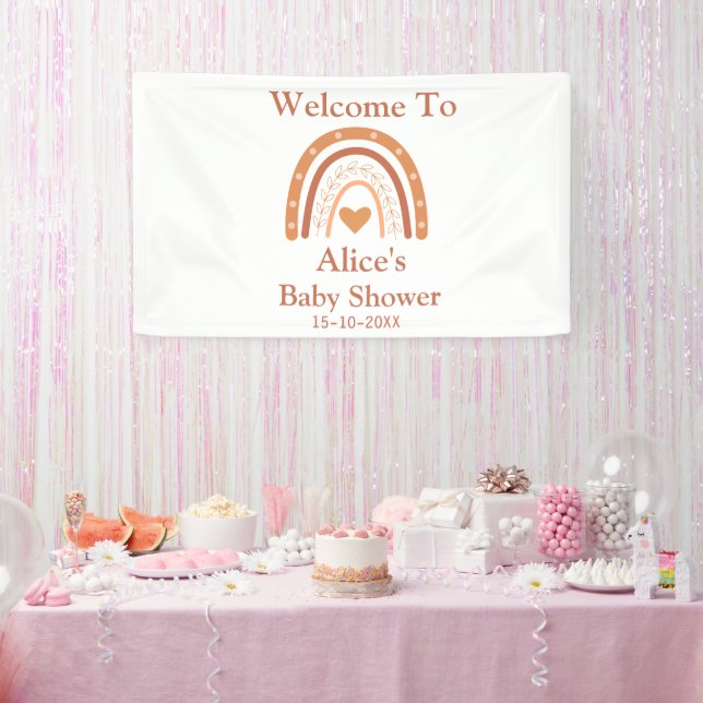 Terracotta und Peach Rainbow Baby Dusche Willkomme Banner (Party)