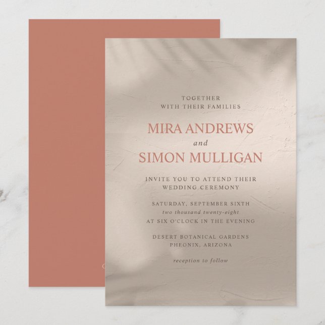 Terracotta und Sand Elemental Hochzeit Einladung (Vorne/Hinten)