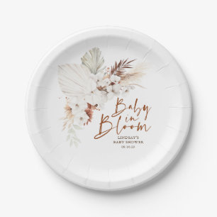 Terracotta und White Blume Boho Kinderdusche Pappteller