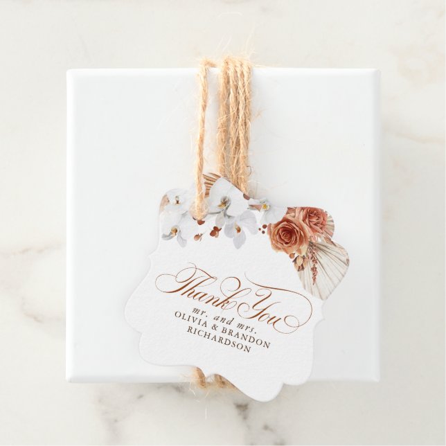 Terracotta und White Blume Boho Vielen Dank Geschenkanhänger (Beispiel)