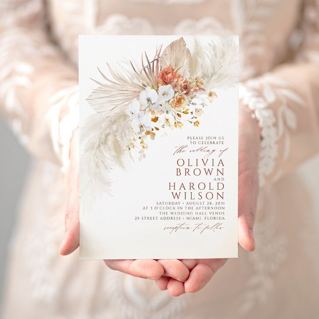 Terracotta und White Blume Exotic Boho Wedding Einladung (Von Creator hochgeladen)