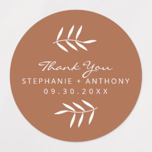 Terracotta und White Branches Wedding Vielen Dank Etiketten