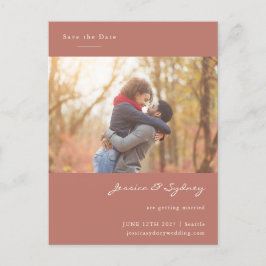 Terracotta Verlobt Couple Foto Save the Date Postkarte