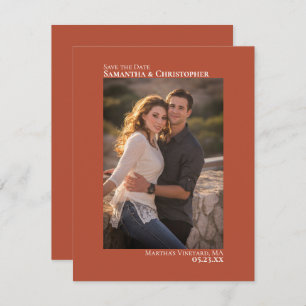 Terracotta Vertical Foto Minimalistisch Wedding Save The Date