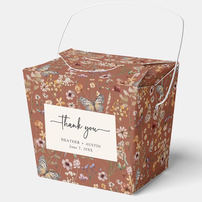Terracotta Vielen Dank Geschenkschachtel (Terracotta Floral Thank You Favor Boxes with Butterflies by Painted Paperie
)