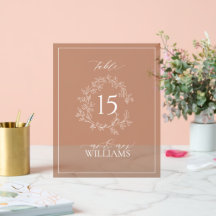 Terracotta Wappen Monogram Wedding Tischnummer