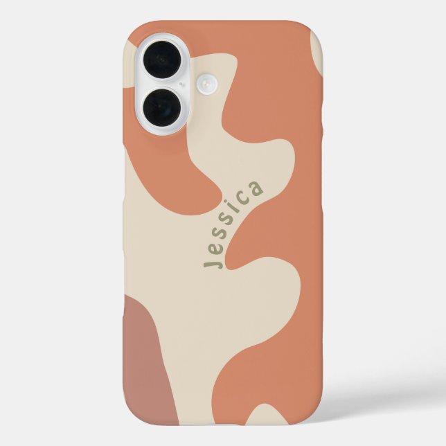 Terracotta Warm Bio geformt Personalisierter Name iPhone 16 Hülle (Rückseite)