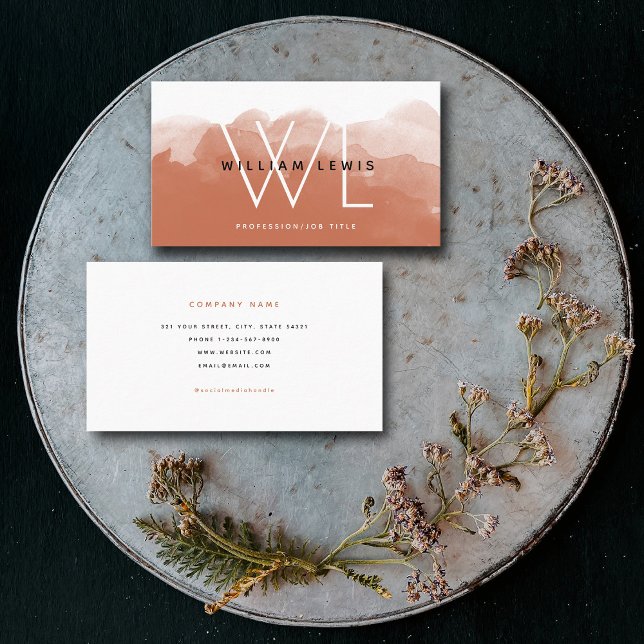 Terracotta Watercolor Moderne soziale Medien Visitenkarte (Von Creator hochgeladen)