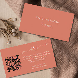 Terracotta Website zur Reaktion auf Hochzeiten QR- Begleitkarte