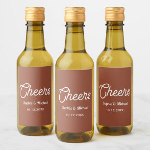 Terracotta Wedding Cheers Brown White Weinetikett