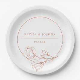 Terracotta Wedding Floral Personzlized Pappteller