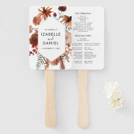 Terracotta Wedding Floral Rustic Programm Hand Fan Fächer