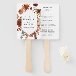 Terracotta Wedding Floral Rustic Programm Hand Fan Fächer