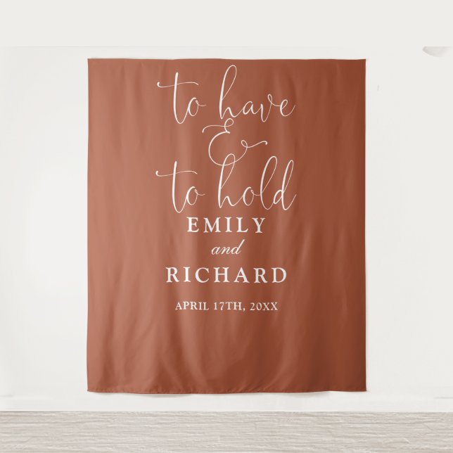 Terracotta Wedding Foto im Hintergrund haben und h Wandteppich (Vorderseite)