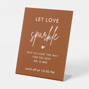 Terracotta Wedding Gelassen Liebe Sparkle Abfahrt Sockelschild