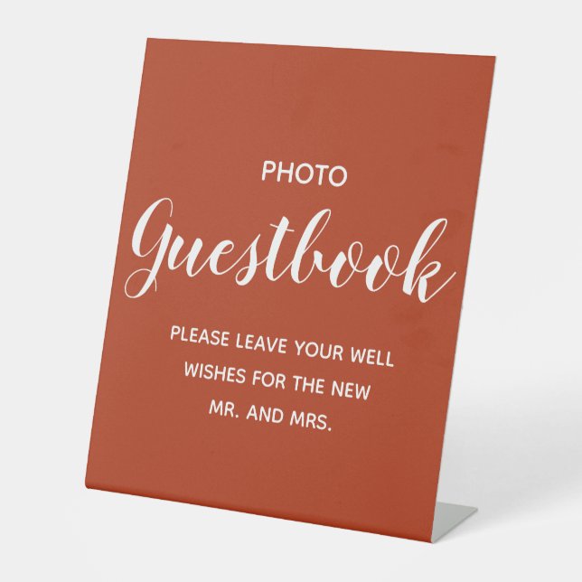 Terracotta Wedding Guest book  Sockelschild (Vorderseite)