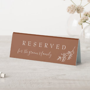 Terracotta Wedding Reserved Zelt Sign Tischaufsteller