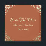 Terracotta Wedding retten das Datum Einladung Magn Magnet<br><div class="desc">Einfache,  moderne Schrift,  elegante Terrakotta und Gold Wedding Save the Date Einladung Magnet.</div>