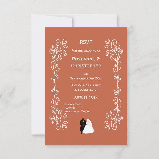 Terracotta Wedding RSVP Card Bridge Design Karte (Vorderseite)