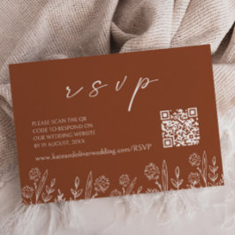 Terracotta Wedding RSVP | QR-Code-Umschließungskar Mitteilungskarte