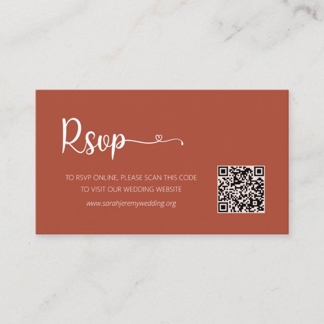 Terracotta Wedding RSVP Website Carte de boîtier (Devant)