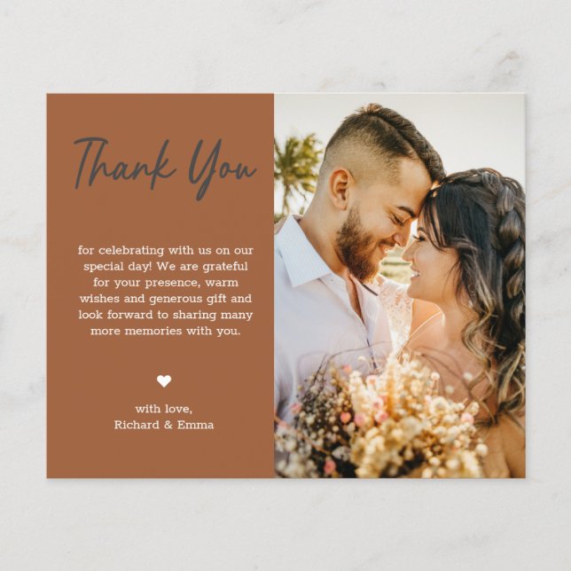 Terracotta Wedding Vielen Dank Foto Minimalistisch (Vorderseite)