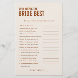 Terracotta Wer das Bride Brautparty Game kennt