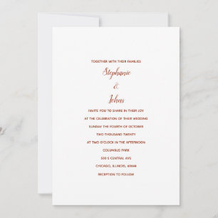 Terracotta White Classic Minimal 2024 Hochzeit Einladung