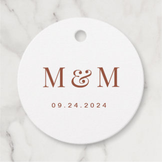 Terracotta & White Monogram Typography Wedding Geschenkanhänger