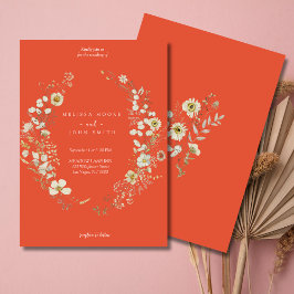 Terracotta White Rustic Boho Wildblume Wedding Einladung