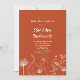 Terracotta White Wildblumen Bridesmaids Luncheon Einladung
