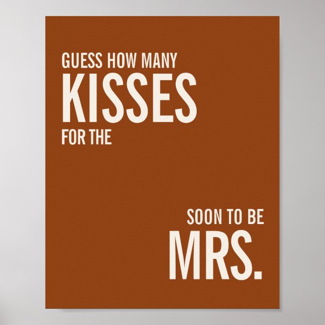 Terracotta Wie viele Kisses Brautparty Game Poster (Vorne)