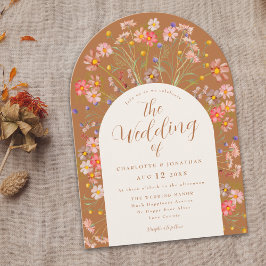Terracotta Wildblume Arte Hochzeit im Herbst Einladung