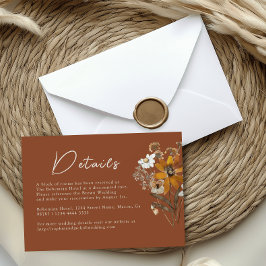 Terracotta Wildblume Boho Hochzeit im Herbst Detai Begleitkarte