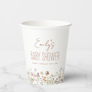 Terracotta Wildblume Boho Kinderdusche im Blut Pappbecher