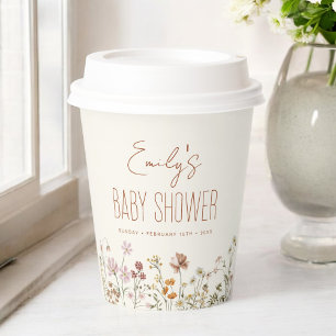 Terracotta Wildblume Boho Kinderdusche im Blut Pappbecher